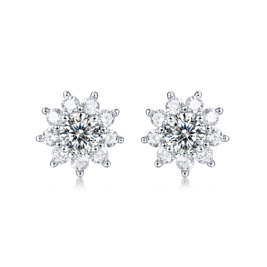 FairyLocus Snowflake Round Cut Moissanite Earring D Color VVS1 FLZZERMS02 FairyLocus