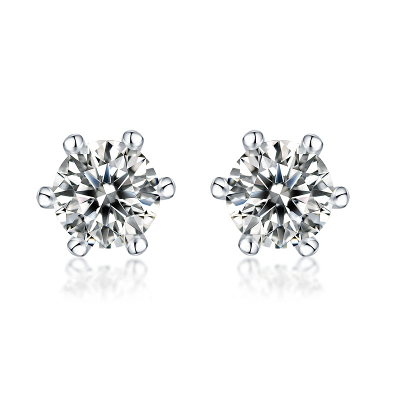 FairyLocus Brilliant Classic Round Cut Moissanite Diamond Stud Earrings D Color VVS1 FLZZERMS13 FairyLocus