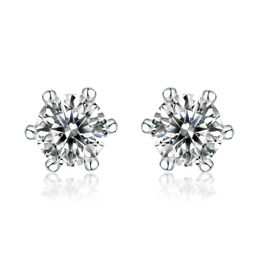 FairyLocus Brilliant Classic Round Cut Moissanite Diamond Stud Earrings D Color VVS1 FLZZERMS13 FairyLocus