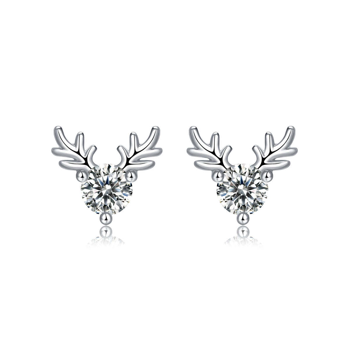 FairyLocus "Christmas Elk" Classic Round Cut Moissanite Diamond Stud Earrings D Color VVS1 FLZZERMS07 FairyLocus