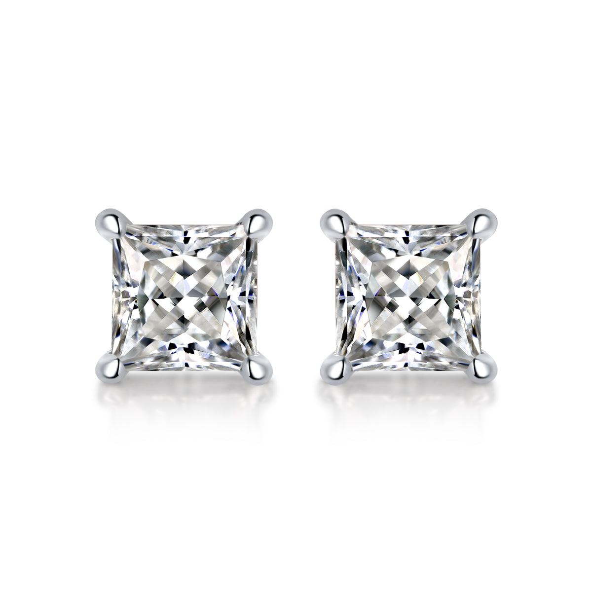 FairyLocus Brilliant Princess Cut Moissanite Diamond Stud Earrings D Color VVS1 FLZZERMS06 FairyLocus