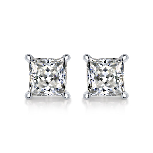 FairyLocus Brilliant Princess Cut Moissanite Diamond Stud Earrings D Color VVS1 FLZZERMS06 FairyLocus