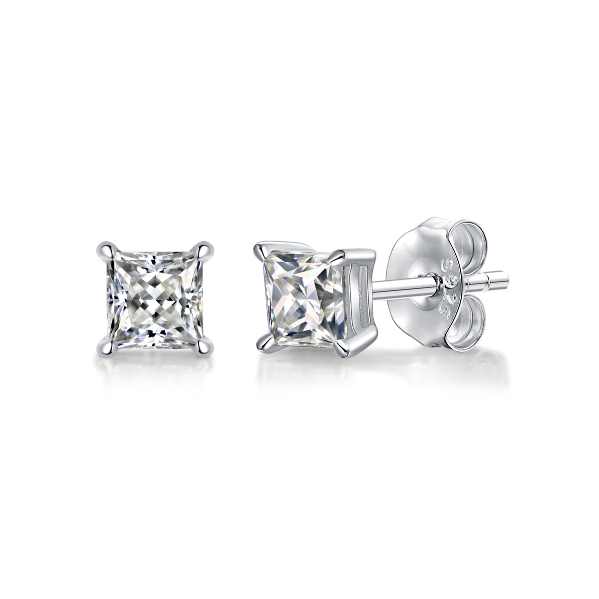 FairyLocus Brilliant Princess Cut Moissanite Diamond Stud Earrings D Color VVS1 FLZZERMS06 FairyLocus