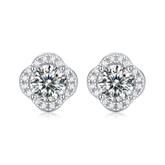 FairyLocus "Blossom" Round Cut Moissanite Diamond Stud Earrings D Color VVS1 FLZZERMS08 FairyLocus