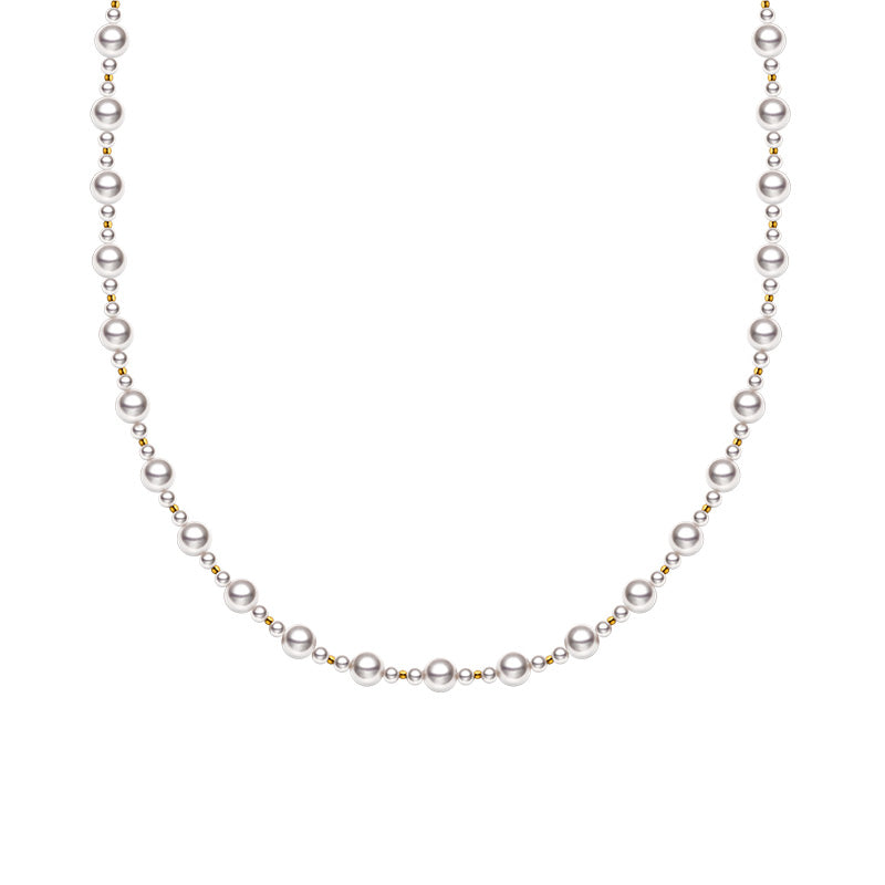 FairyLocus "Sleek Graceful" Round Stacked Long Austrian Crystal Pearl Necklace Aurora Pale Pink FLSJZZNL10 FairyLocus